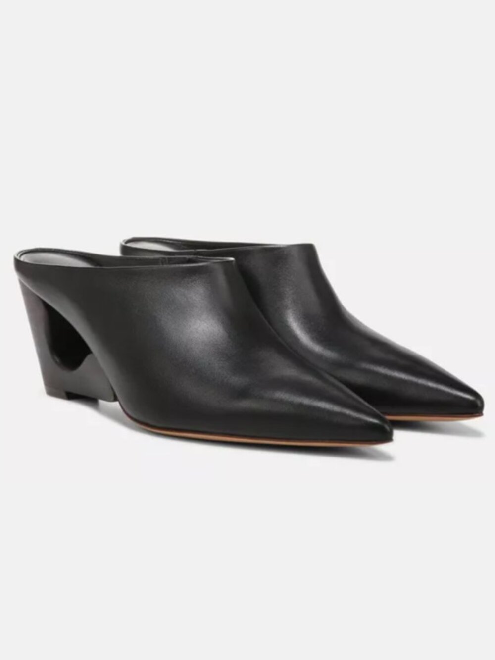 Vince Leather Tahoe Pointed Toe Slip On High Heel Pumps (Black)